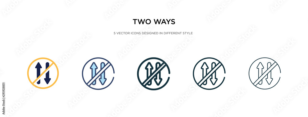 two ways icon in different style vector illustration. two colored and black two ways vector icons designed in filled, outline, line and stroke style can be used for web, mobile, ui