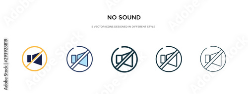 no sound icon in different style vector illustration. two colored and black no sound vector icons designed in filled, outline, line and stroke style can be used for web, mobile, ui