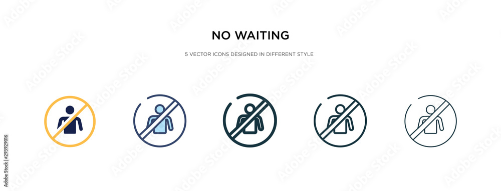 no waiting icon in different style vector illustration. two colored and black no waiting vector icons designed in filled, outline, line and stroke style can be used for web, mobile, ui