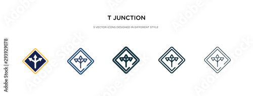 t junction icon in different style vector illustration. two colored and black t junction vector icons designed in filled, outline, line and stroke style can be used for web, mobile, ui