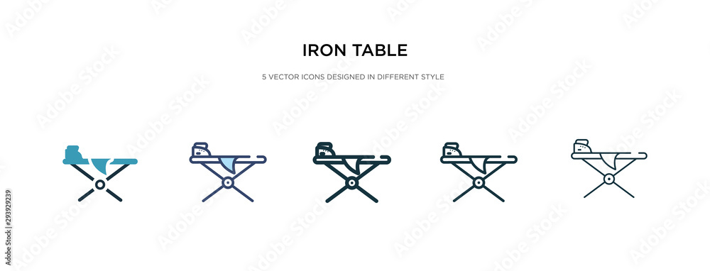 iron table icon in different style vector illustration. two colored and black iron table vector icons designed in filled, outline, line and stroke style can be used for web, mobile, ui iron table icon in different style vector illustration. two colored and black iron table vector icons designed in filled, outline, line and stroke style can be used for web, mobile, ui