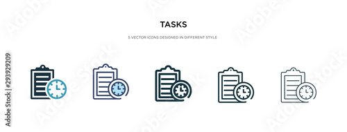 tasks icon in different style vector illustration. two colored and black tasks vector icons designed in filled, outline, line and stroke style can be used for web, mobile, ui