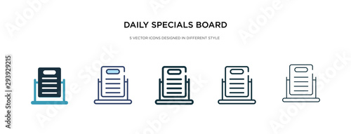 daily specials board icon in different style vector illustration. two colored and black daily specials board vector icons designed in filled, outline, line and stroke style can be used for web,
