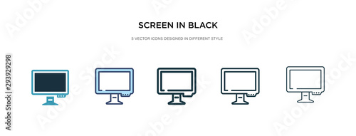 screen in black icon in different style vector illustration. two colored and black screen in black vector icons designed filled, outline, line and stroke style can be used for web, mobile, ui