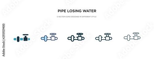 pipe losing water icon in different style vector illustration. two colored and black pipe losing water vector icons designed in filled, outline, line and stroke style can be used for web, mobile, ui
