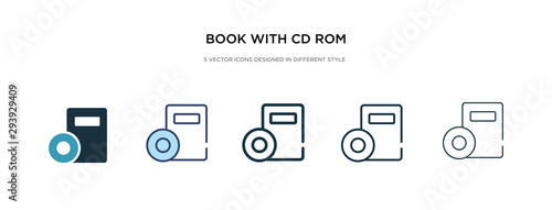 book with cd rom icon in different style vector illustration. two colored and black book with cd rom vector icons designed in filled, outline, line and stroke style can be used for web, mobile, ui