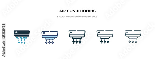 air conditioning icon in different style vector illustration. two colored and black air conditioning vector icons designed in filled, outline, line and stroke style can be used for web, mobile, ui