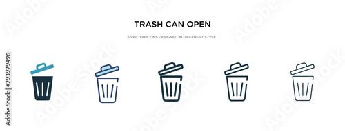 trash can open icon in different style vector illustration. two colored and black trash can open vector icons designed in filled, outline, line and stroke style can be used for web, mobile, ui