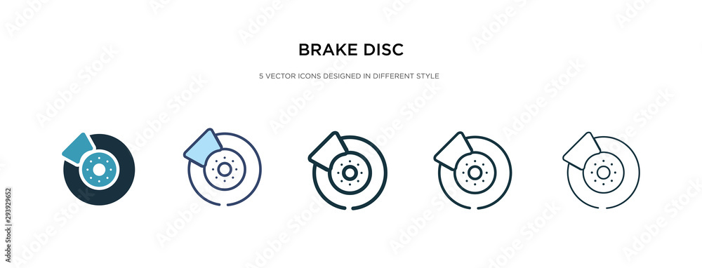 brake disc icon in different style vector illustration. two colored and black brake disc vector icons designed in filled, outline, line and stroke style can be used for web, mobile, ui brake disc icon in different style vector illustration. two colored and black brake disc vector icons designed in filled, outline, line and stroke style can be used for web, mobile, ui