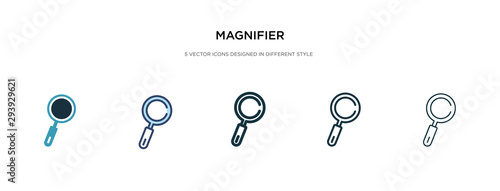 magnifier icon in different style vector illustration. two colored and black magnifier vector icons designed in filled, outline, line and stroke style can be used for web, mobile, ui