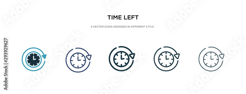 time left icon in different style vector illustration. two colored and black time left vector icons designed in filled, outline, line and stroke style can be used for web, mobile, ui