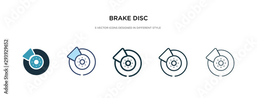 brake disc icon in different style vector illustration. two colored and black brake disc vector icons designed in filled, outline, line and stroke style can be used for web, mobile, ui photo