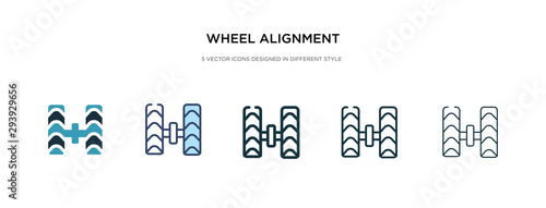 wheel alignment icon in different style vector illustration. two colored and black wheel alignment vector icons designed in filled, outline, line and stroke style can be used for web, mobile, ui