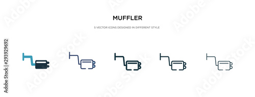 muffler icon in different style vector illustration. two colored and black muffler vector icons designed in filled, outline, line and stroke style can be used for web, mobile, ui