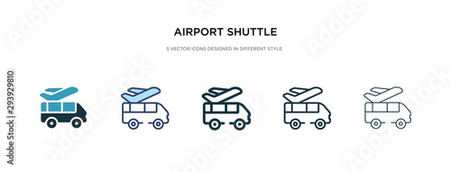 airport shuttle icon in different style vector illustration. two colored and black airport shuttle vector icons designed in filled, outline, line and stroke style can be used for web, mobile, ui
