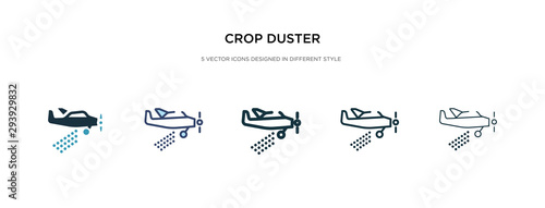 crop duster icon in different style vector illustration. two colored and black crop duster vector icons designed in filled, outline, line and stroke style can be used for web, mobile, ui