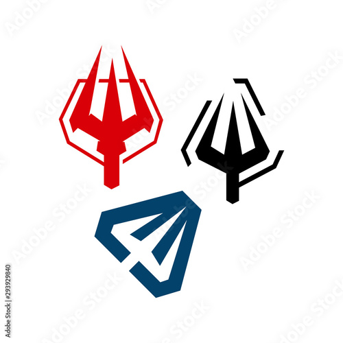 simple mark trident logo vector brand design template illustrations