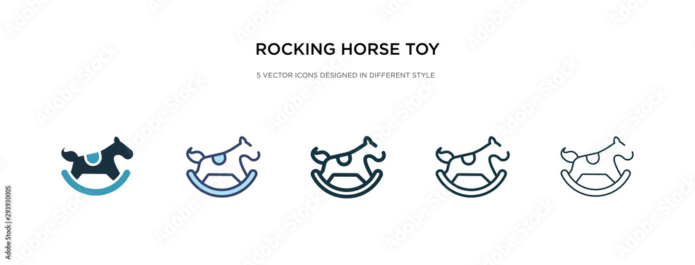 rocking horse toy icon in different style vector illustration. two colored and black rocking horse toy vector icons designed in filled, outline, line and stroke style can be used for web, mobile, ui