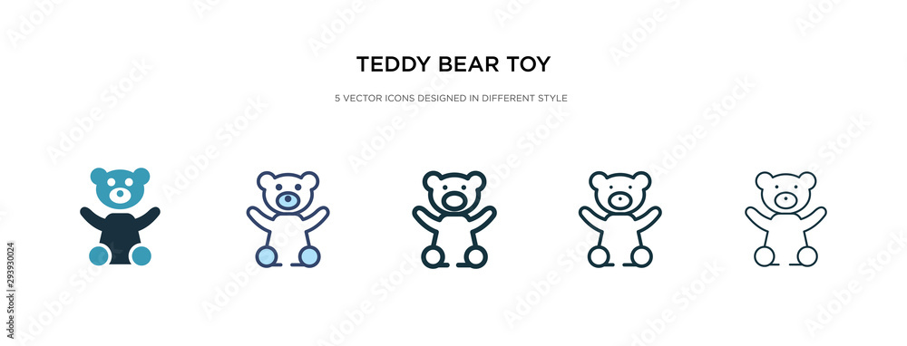 Fotografie teddy bear toy icon in different style vector illustration
