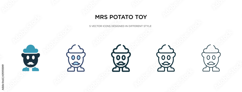mrs potato toy icon in different style vector illustration. two colored and black mrs potato toy vector icons designed in filled, outline, line and stroke style can be used for web, mobile, ui mrs potato toy icon in different style vector illustration. two colored and black mrs potato toy vector icons designed in filled, outline, line and stroke style can be used for web, mobile, ui