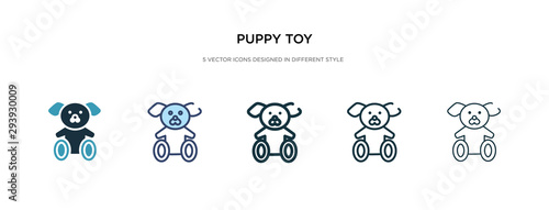 puppy toy icon in different style vector illustration. two colored and black puppy toy vector icons designed in filled, outline, line and stroke style can be used for web, mobile, ui