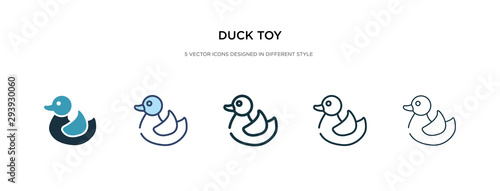 duck toy icon in different style vector illustration. two colored and black duck toy vector icons designed in filled, outline, line and stroke style can be used for web, mobile, ui