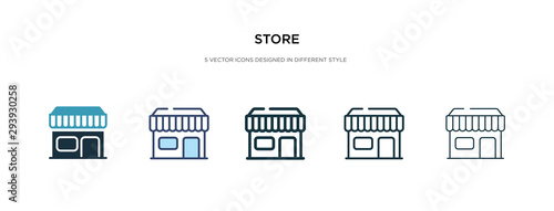 store icon in different style vector illustration. two colored and black store vector icons designed in filled, outline, line and stroke style can be used for web, mobile, ui photo