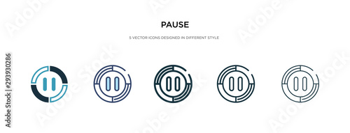pause icon in different style vector illustration. two colored and black pause vector icons designed in filled, outline, line and stroke style can be used for web, mobile, ui