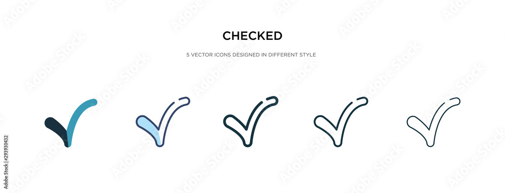 checked icon in different style vector illustration. two colored and black checked vector icons designed in filled, outline, line and stroke style can be used for web, mobile, ui