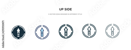 up side icon in different style vector illustration. two colored and black up side vector icons designed in filled, outline, line and stroke style can be used for web, mobile, ui