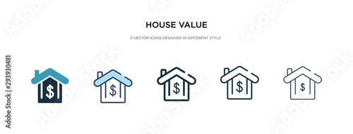 house value icon in different style vector illustration. two colored and black house value vector icons designed in filled, outline, line and stroke style can be used for web, mobile, ui