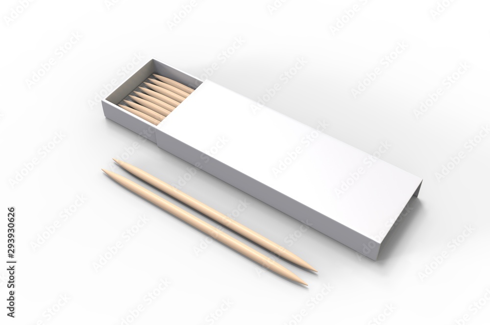 Toothpick drawer paper box for branding. 3d render illustration. Toothpick drawer paper box for branding. 3d render illustration.