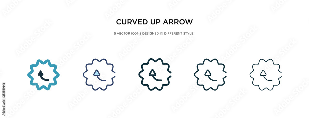 curved up arrow icon in different style vector illustration. two colored and black curved up arrow vector icons designed in filled, outline, line and stroke style can be used for web, mobile, ui curved up arrow icon in different style vector illustration. two colored and black curved up arrow vector icons designed in filled, outline, line and stroke style can be used for web, mobile, ui