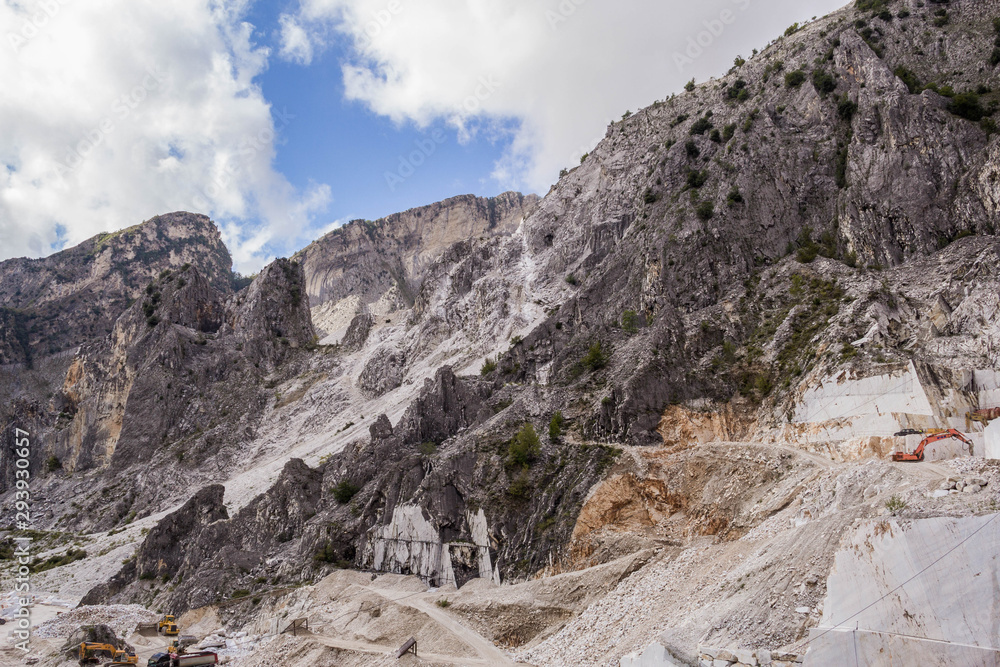 View of the top of the mountain in Carrara, Italy