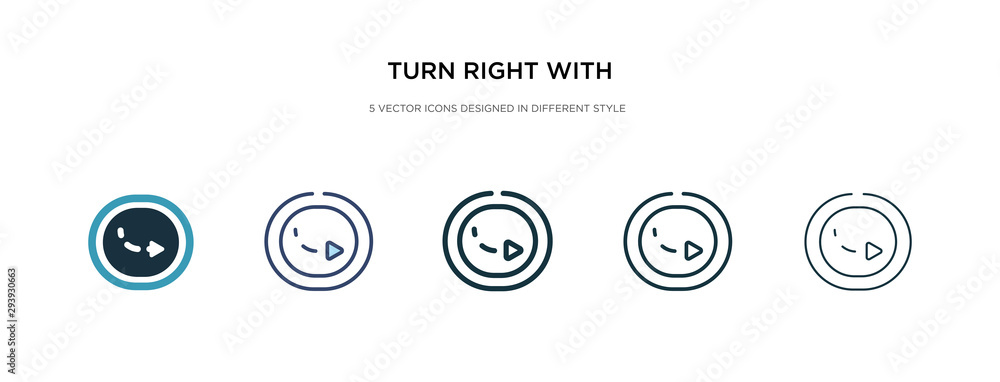 turn right with broken line icon in different style vector illustration. two colored and black turn right with broken line vector icons designed in filled, outline, line and stroke style can be used turn right with broken line icon in different style vector illustration. two colored and black turn right with broken line vector icons designed in filled, outline, line and stroke style can be used