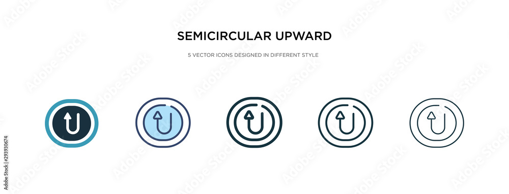 Fotografie semicircular upward arrow icon in different style vector illustration