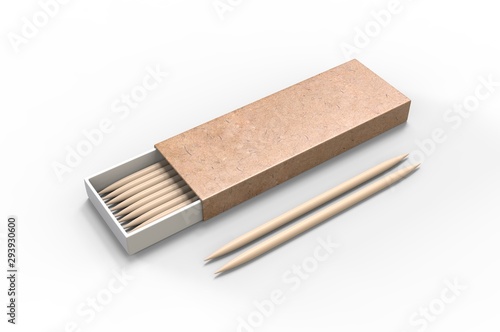 Toothpick drawer paper box for branding. 3d render illustration. 