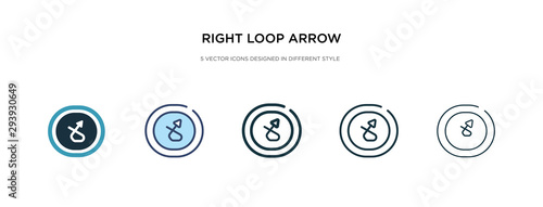 right loop arrow icon in different style vector illustration. two colored and black right loop arrow vector icons designed in filled, outline, line and stroke style can be used for web, mobile, ui
