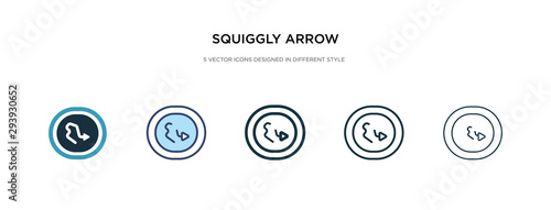 squiggly arrow icon in different style vector illustration. two colored and black squiggly arrow vector icons designed in filled, outline, line and stroke style can be used for web, mobile, ui
