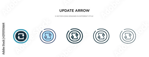 update arrow icon in different style vector illustration. two colored and black update arrow vector icons designed in filled, outline, line and stroke style can be used for web, mobile, ui