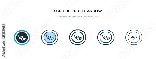 scribble right arrow icon in different style vector illustration. two colored and black scribble right arrow vector icons designed in filled, outline, line and stroke style can be used for web,