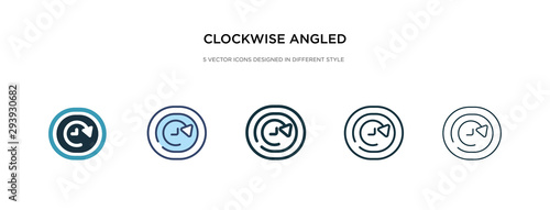 clockwise angled arrows icon in different style vector illustration. two colored and black clockwise angled arrows vector icons designed in filled, outline, line and stroke style can be used for