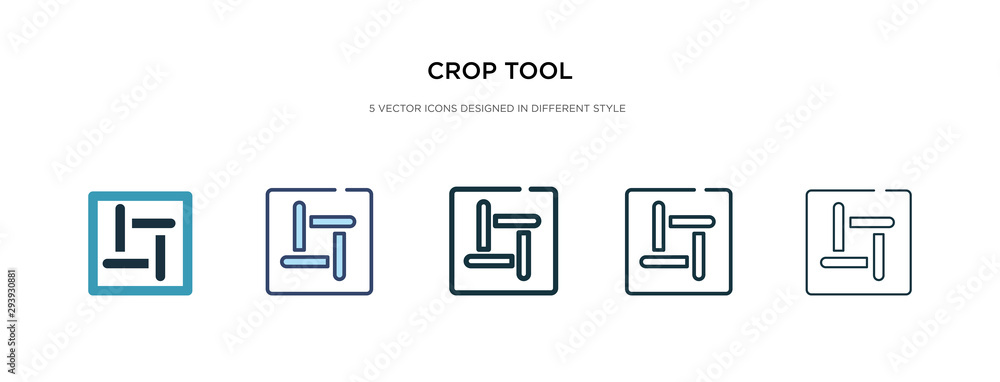 crop tool icon in different style vector illustration. two colored and black crop tool vector icons designed in filled, outline, line and stroke style can be used for web, mobile, ui crop tool icon in different style vector illustration. two colored and black crop tool vector icons designed in filled, outline, line and stroke style can be used for web, mobile, ui
