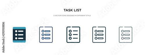 task list icon in different style vector illustration. two colored and black task list vector icons designed in filled, outline, line and stroke style can be used for web, mobile, ui photo