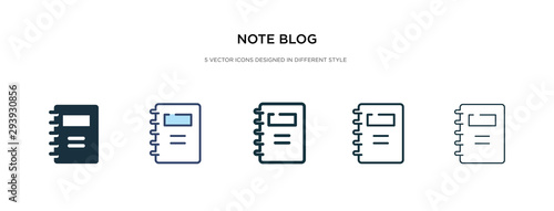 note blog icon in different style vector illustration. two colored and black note blog vector icons designed in filled, outline, line and stroke style can be used for web, mobile, ui