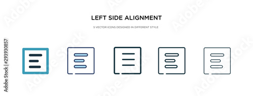 left side alignment icon in different style vector illustration. two colored and black left side alignment vector icons designed in filled, outline, line and stroke style can be used for web,