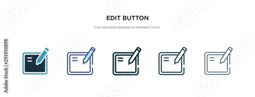 edit button icon in different style vector illustration. two colored and black edit button vector icons designed in filled, outline, line and stroke style can be used for web, mobile, ui