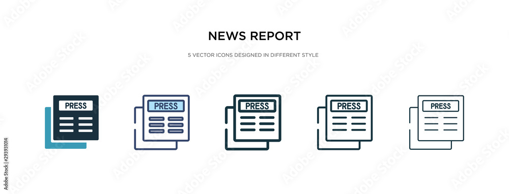 news report icon in different style vector illustration. two colored and black news report vector icons designed in filled, outline, line and stroke style can be used for web, mobile, ui news report icon in different style vector illustration. two colored and black news report vector icons designed in filled, outline, line and stroke style can be used for web, mobile, ui