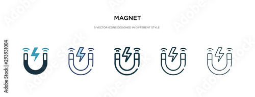 magnet icon in different style vector illustration. two colored and black magnet vector icons designed in filled, outline, line and stroke style can be used for web, mobile, ui