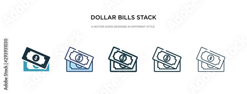 dollar bills stack icon in different style vector illustration. two colored and black dollar bills stack vector icons designed in filled, outline, line and stroke style can be used for web, mobile,